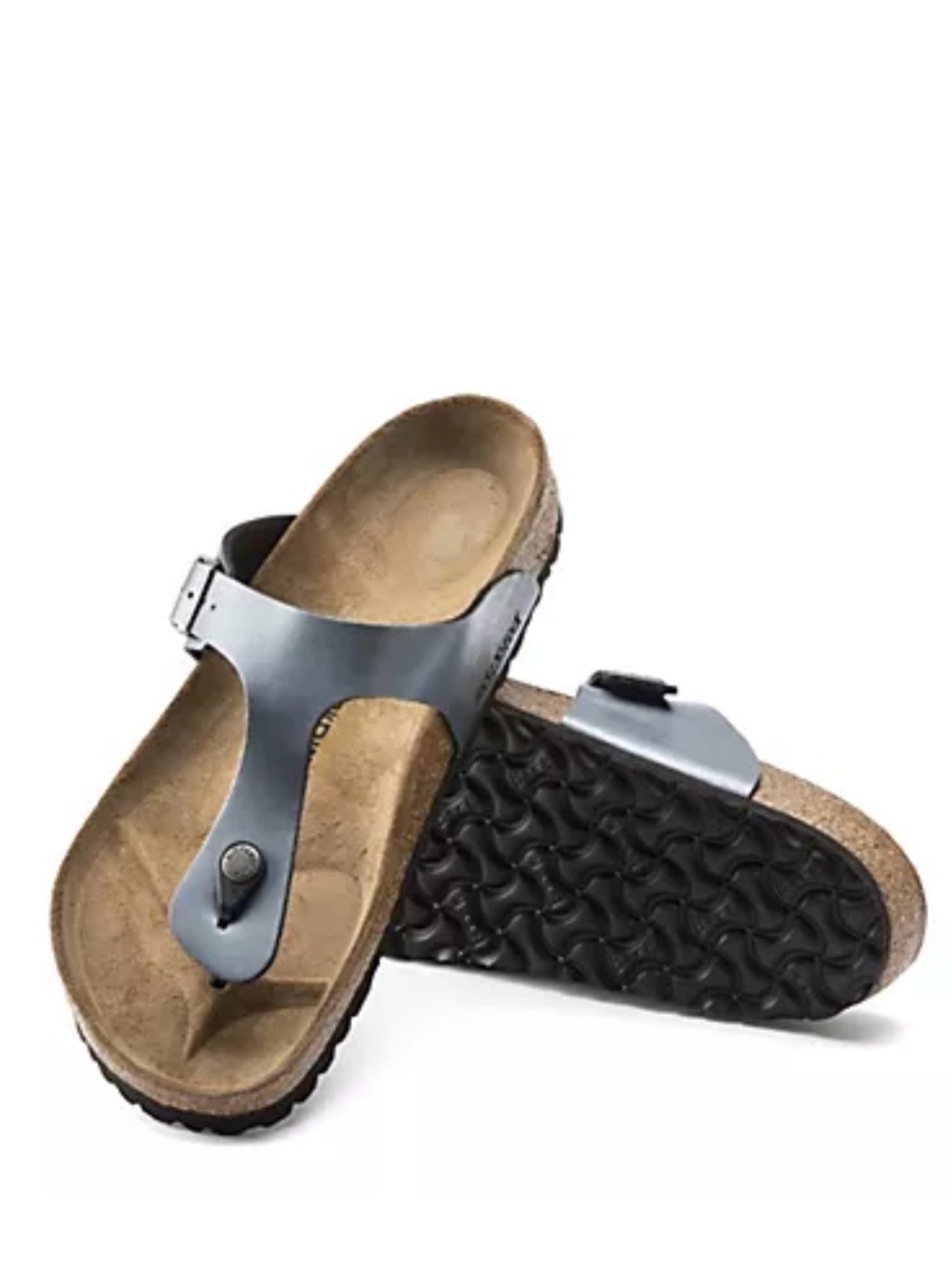 Birkenstock Recovery Thong Sandals Gizeh Onyx Silver Size 10